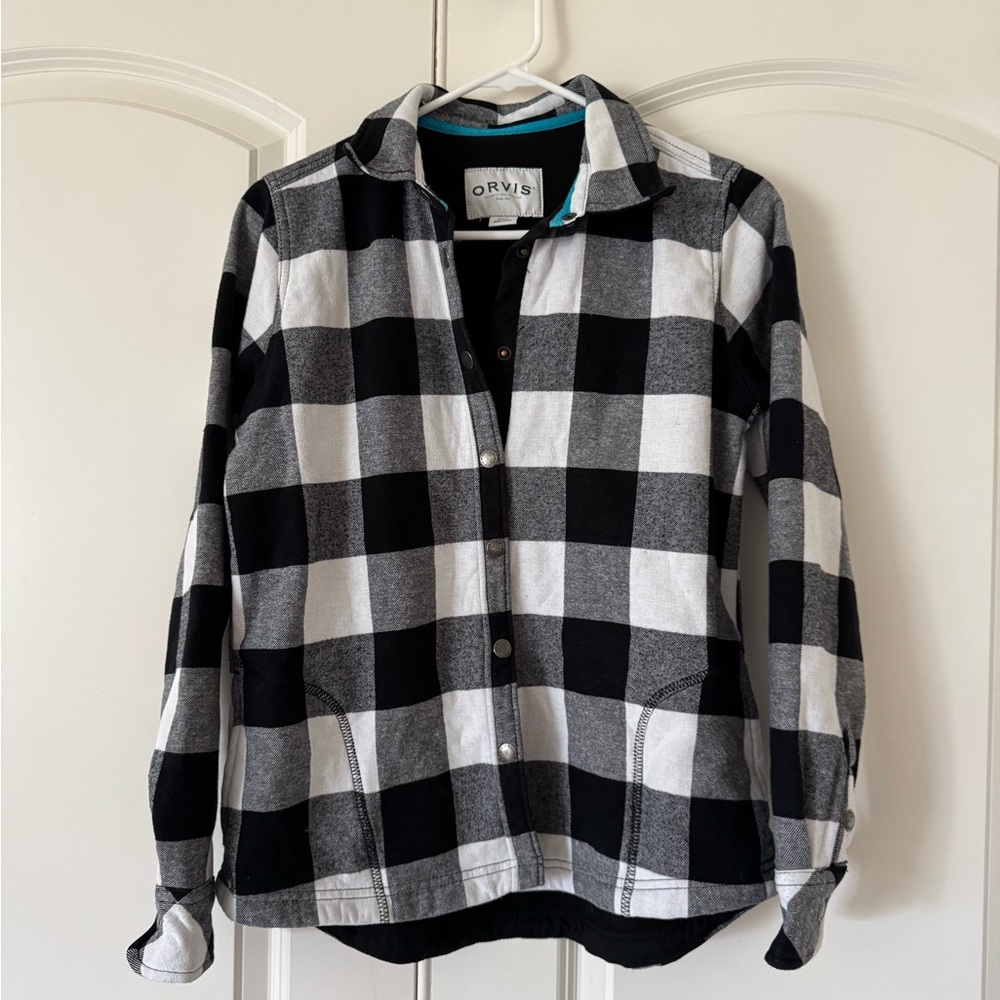 Orvis Black and Teal Plaid Shirt